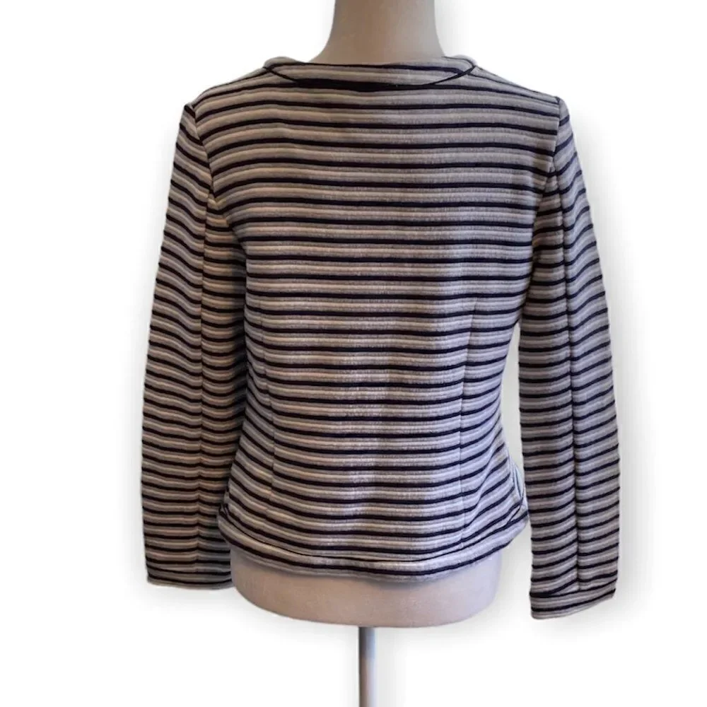 Isani for Target Black Gray Striped Knit Blend Cardigan Sweater SZ M